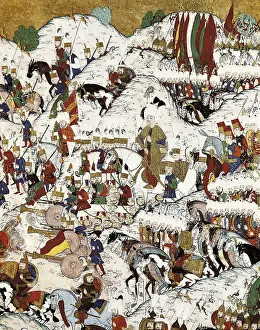 Suleyman I 1494 1566 Prints: Suleyman the Magnificent at the Battle of Mohacs