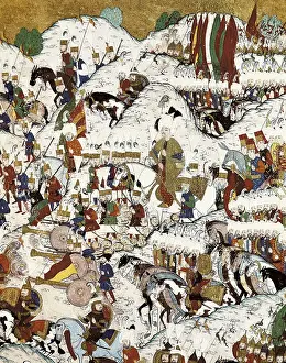 16th C Prints: Suleyman the Magnificent at the Battle of Mohacs