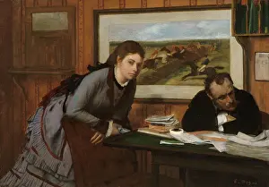 Office Prints: Sulking, by Edgar Degas, 1870, French impressionist painting, oil on canvas