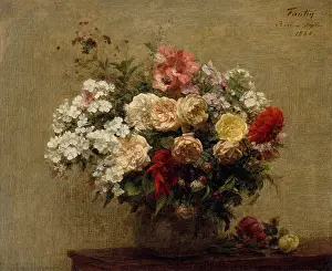 Bouquet Prints: Summer Flowers, by Henri Fantin-Latour, 1880, French impressionist painting, oil on canvas