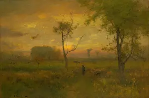 Atmospheric Prints: SUNRISE, by George Inness, 1887, American painting, oil on canvas