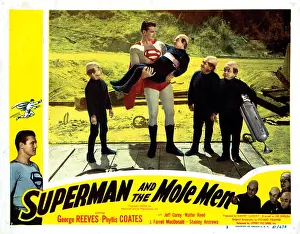 Reeves Prints: SUPERMAN AND THE MOLE MEN, lobbycard, George Reeves (cape), 1951
