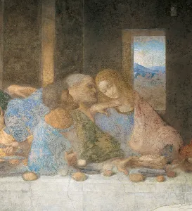 The Last Supper, by Leonardo da Vinci, 1495 - 1497 about, 15th Century, tempera and oil on two layers of plaster, cm 460 x 880 - Italy, Lombardy, Milan