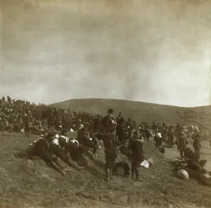 China Prints: Surrendered Russian sailors from the wrecked battleships of Port Arthur in Dec