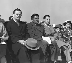Washington D Prints: Surviving Iwo Jima flag raisers at dedication of U.S. Marine Corps War Memorial