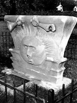 Folk Art Prints: Surviving sunstone at the reconstructed Mormon Temple at Nauvoo