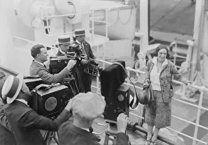 Tennis Prints: Susanne Lenglen, French tennis Champion posing for photographers on ocean liner in New York City