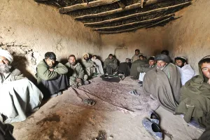 Arrested Prints: Suspected Taliban detainees held for questioning by Afghan National Army soldiers in Badula Qulp Helmand province