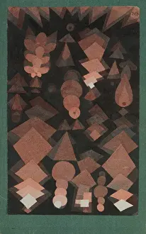 Swiss Prints: SUSPENDED FRUIT, by Paul Klee, 1921, Swiss drawing, watercolor and graphite on paper