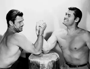 Weissmuller Prints: SWAMP FIRE, action costars (from left) Buster Crabbe