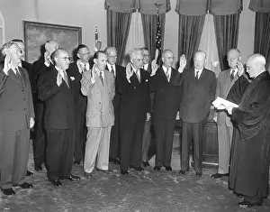 Lcgr1412 Prints: Swearing in of the Second Hoover Commission by Justice Harold H