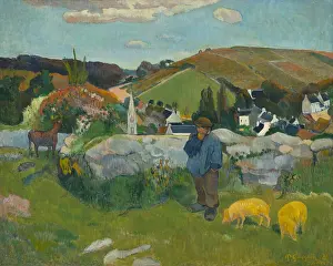 Orange Prints: The Swineherd, 1888, by Paul Gauguin