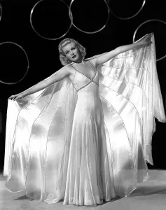 Cape Prints: SWING TIME, Ginger Rogers, in ensemble designed by Bernard Newman, 1936