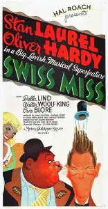 Hardy Prints: SWISS MISS, l-r: Oliver Hardy, Stan Laurel on poster art, 1938