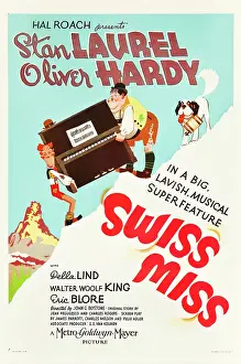 Hardy Prints: SWISS MISS, l-r: Stan Laurel, Oliver Hardy on US poster art, 1938