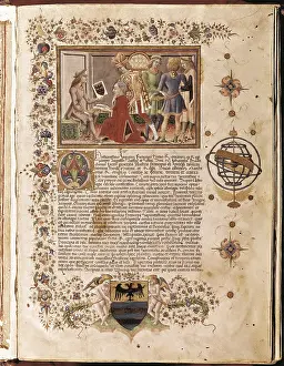 Astronomical Prints: Tabulae Astrologiae. The astronomer Giovanni Bianchini shows his work to emperor Frederick III