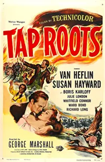 Embracing Prints: TAP ROOTS, US poster, from top: Van Heflin, Boris Karloff, Susan Hayward, Van Heflin, 1948