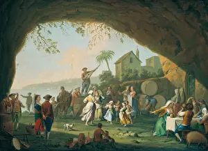 Banquet Prints: Tarantella with Posillipo on the Background (Tarantella con Posillipo sullo sfondo)
