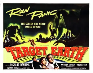 Kathleen Prints: TARGET EARTH, bottom center: Kathleen Crowley, bottom right: Richard Denning, 1954
