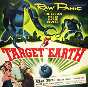 Globe Prints: TARGET EARTH, bottom left: Kathleen Crowley, Richard Denning, Virginia Grey, 1954