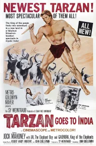 Knife Prints: TARZAN GOES TO INDIA, US poster art, Jock Mahoney, 1962