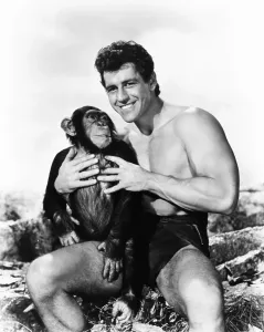 Monkey Prints: TARZAN AND THE LOST SAFARI, from left: Cheetah, Gordon Scott, 1957