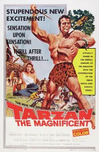 Loin Cloth Prints: TARZAN THE MAGNIFICENT, US poster art, from back left: Betta St. John, Gordon Scott, 1960