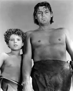 Sheffield Prints: TARZAN TRIUMPHS, from left, Johnny Sheffield, Johnny Weissmuller, 1943