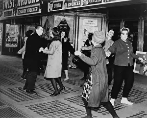 Popular Prints: Teens dancing the Twist outside the Brooklyn Fox Theatre before the premiere of the movie Twist Around the Clock'
