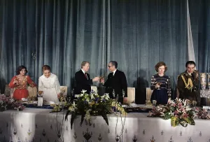 Monarchs Prints: At the Tehran palace on New Year's Eve 1977 President Carter raised a toast to Iran which was Under the great