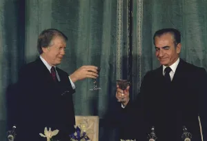 Monarchs Prints: At the Tehran palace on New Year's Eve 1977 President Carter raised a toast to Iran which was Under the great