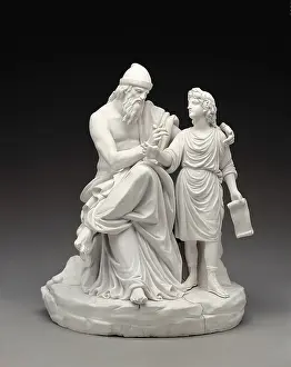 Teaching Prints: Telemachus and Mentor. 1770. Made by Royal Fabric 'Buen Retiro' from Madrid
