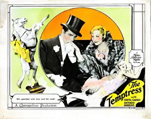 Morrauc 1imgs Prints: THE TEMPTRESS, US lobbycard, from left: Antonio Moreno, Greta Garbo, 1926