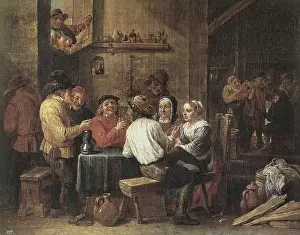 TENIERS II, David, "the Younger" (1610-1690). Smokers and Drinkers. ca. 1650. Flemish art. Oil on canvas. SPAIN. Madrid. Prado Museum