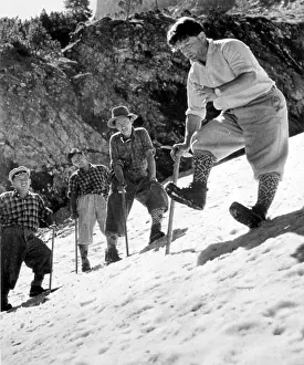 Snow Prints: Tensing Norkay (center) with students at his Swiss mountaneering school
