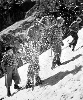 Snow Prints: Tensing Norkay (center) with students at his Swiss mountaneering school