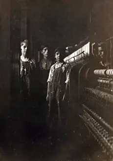 Mill Prints: A textile mill. Some of the small boys working in the Amoskeag Mfg