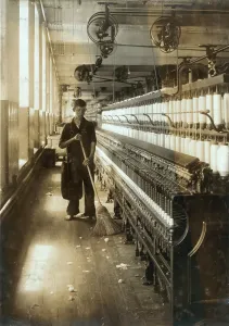 Mill Prints: A textile mill worker, King Philip spinning room