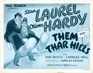 Hardy Prints: THEM THAR HILLS, US lobbycard, from left: Oliver Hardy, Stan Laurel, 1934