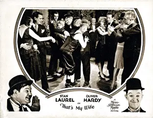 Hardy Prints: THAT'S MY WIFE, lobbycard, Stan Laurel (center left), Oliver Hardy (back center), 1929