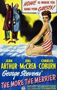 1943 Movies Prints: THE MORE THE MERRIER, left to right: Joel McCrea, Charles Coburn, Jean Arthur, 1943