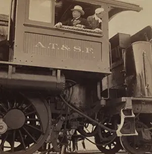 Engineer Prints: Theodore Roosevelt in the cab of an Atchison