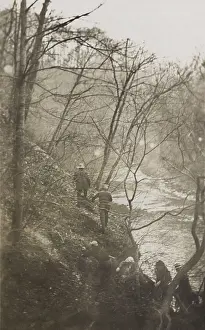 Woods Prints: Theodore Roosevelt leading others on a hike in a wooded area