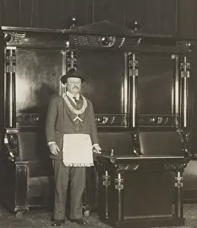 Symbolism Prints: Theodore Roosevelt, the Master Mason, in a photo taken in Spokane, Washington, 1912