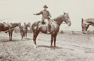 Jumper Prints: Theodore Roosevelt selecting a member of the outing party for the next jump over the hurdles