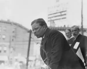 Ex Presidents Prints: Theodore Roosevelt speaking in Yonkers, NY on October 17, 1910