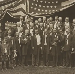 Garlands Prints: Theodore Roosevelt stands next to Joseph Cannon (white beard, holding hat), Aug. 1904