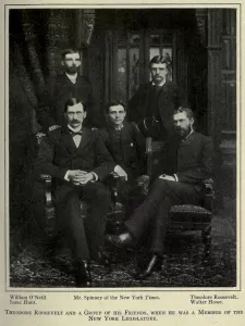 Oneill Prints: Theodore Roosevelt upper right and a group of his friends when he was a member of the New York legislature from 1882-84