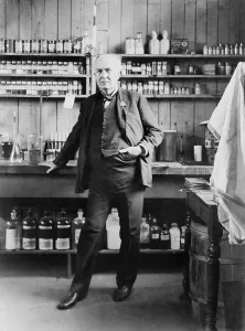 Edison Prints: Thomas A. Edison (1847-1931), in his West Orange, New Jersey, laboratory, ca. 1911