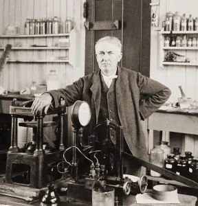 Edison Prints: Thomas A. Edison (1847-1931), in his West Orange, New Jersey, laboratory, ca. 1901